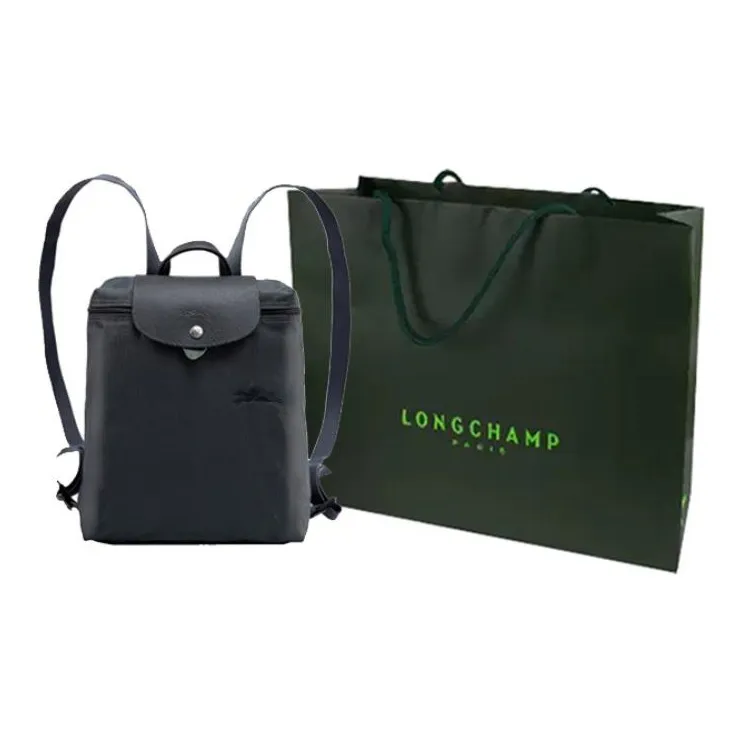 LONGCHAMP Le Pliage Green Recycled Canvas With Leather Backpack Regular Women's Graphite Gray-6