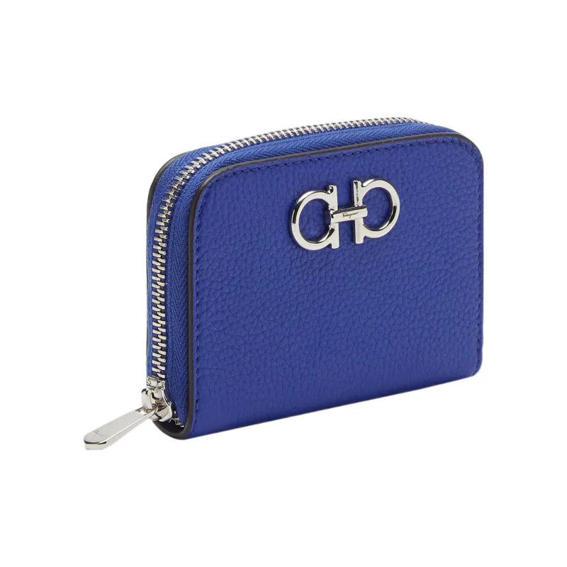 FERRAGAMO Cow Leather Card Holder Women's Blue-1
