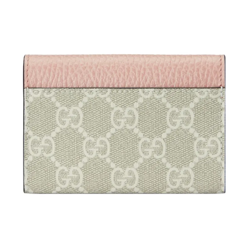 GUCCI Supreme Canvas With Leather Trim Card Holder Regular Women's Light Pink/Beige-2