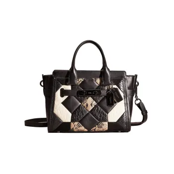 COACH Swagger Leather Tote Bag Shopping Bag Handbag Shoulder Bag Women's Black