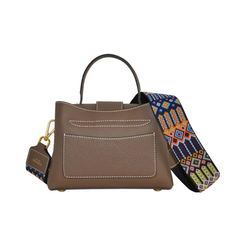 CAVANA Calfskin Boston Bag Shoulder Bag Crossbody Bag Handbag Extra Mini Women's Brown-3