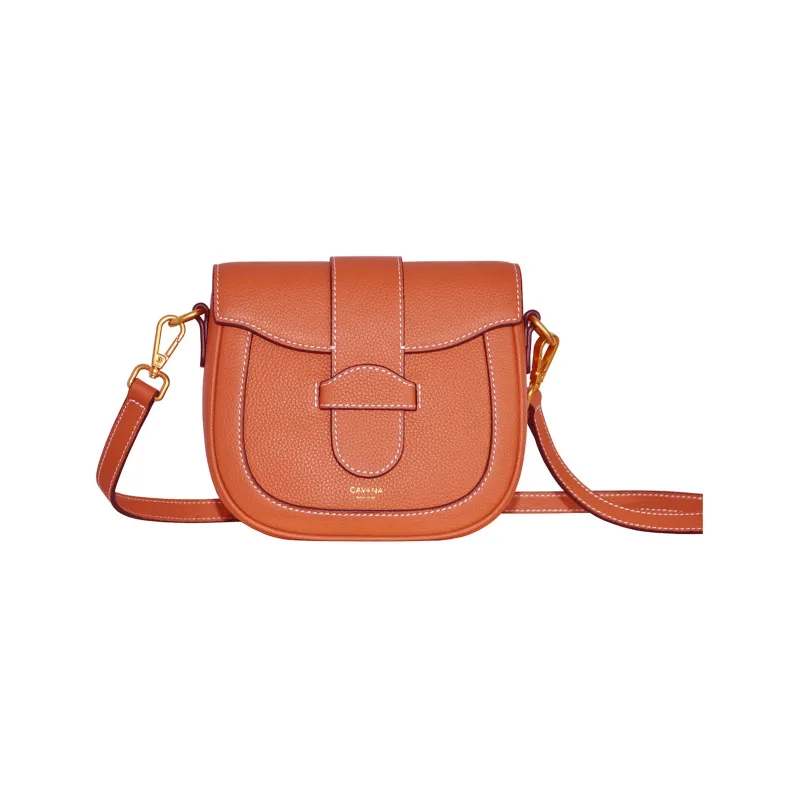 CAVANA Calfskin Saddle Bag Shoulder Bag Crossbody Bag Women's Golden Tawny-0
