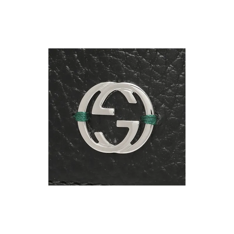 GUCCI Leather Wallet Regular Men's Black/Green-6