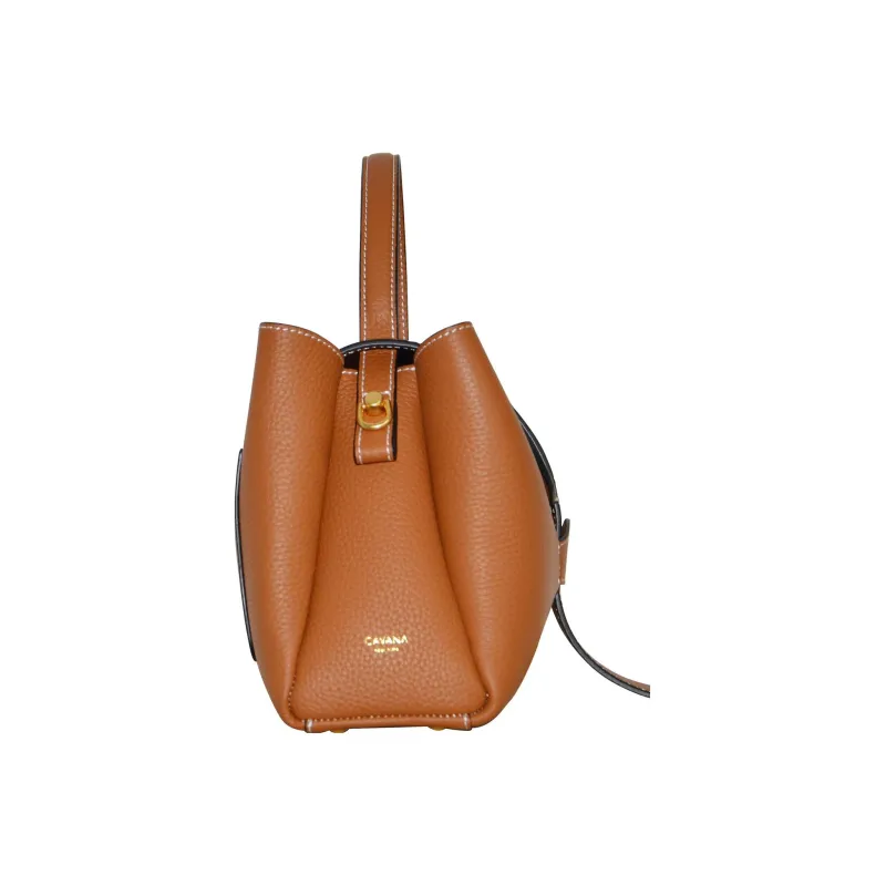 CAVANA Calfskin Boston Bag Shoulder Bag Crossbody Bag Handbag Women's Gold Brown-2