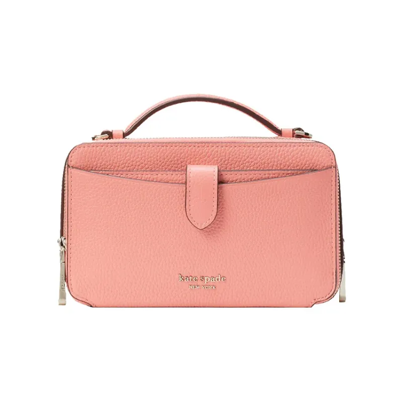Kate Spade Hudson Litchi Grain Leather Camera Bag Handbag Shoulder Bag Crossbody Bag Small Size Women's Pink-0