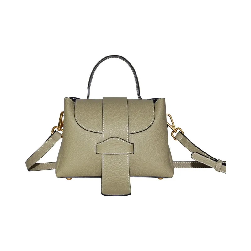 CAVANA Leather Boston Bag Shoulder Bag Crossbody Bag Handbag Extra Mini Women's Sage Green-0