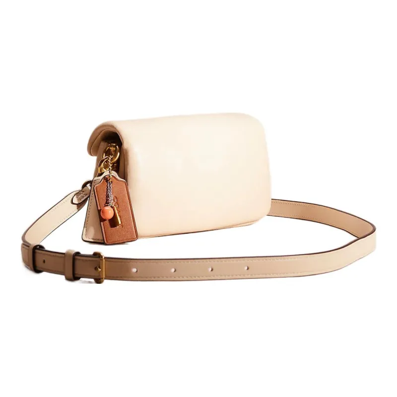 COACH Pillow Leather Pillow Bag Crossbody Bag Shoulder Bag Women's Beige And Multicolor Shoulder Straps-1