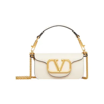 Valentino Locò Calfskin Baguette Bag Crossbody Bag, Shoulder Bag, Handbag Extra Mini Women's White