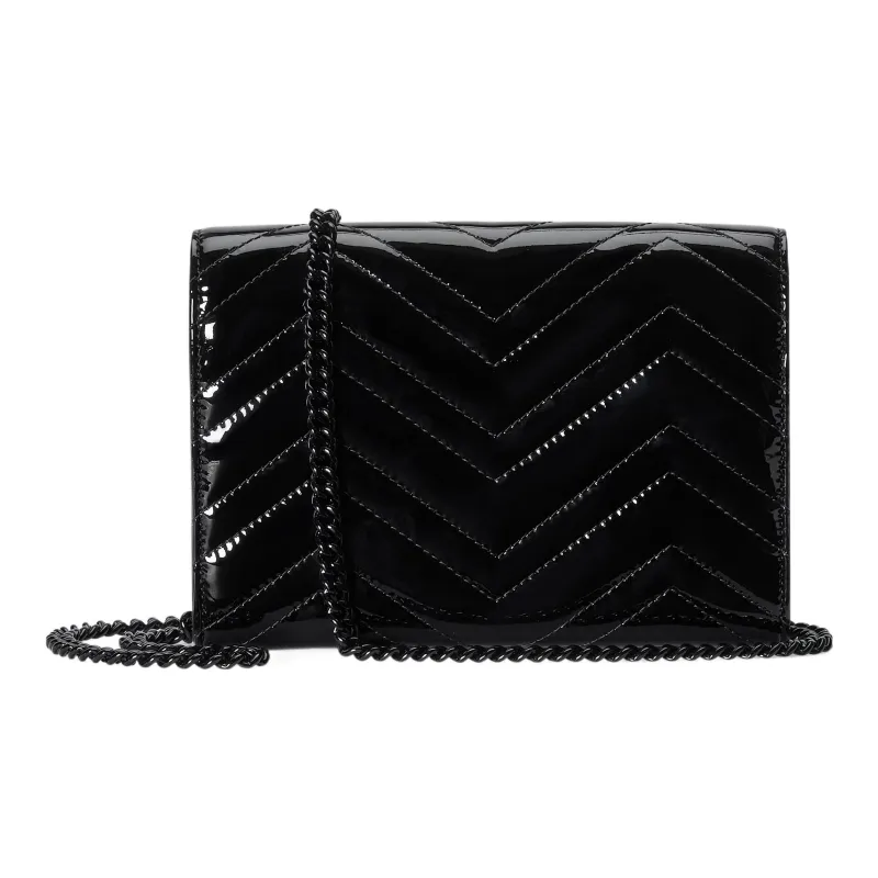 GUCCI GG Marmont Patent Leather Crossbody Bag Shoulder Bag Women's Black-3