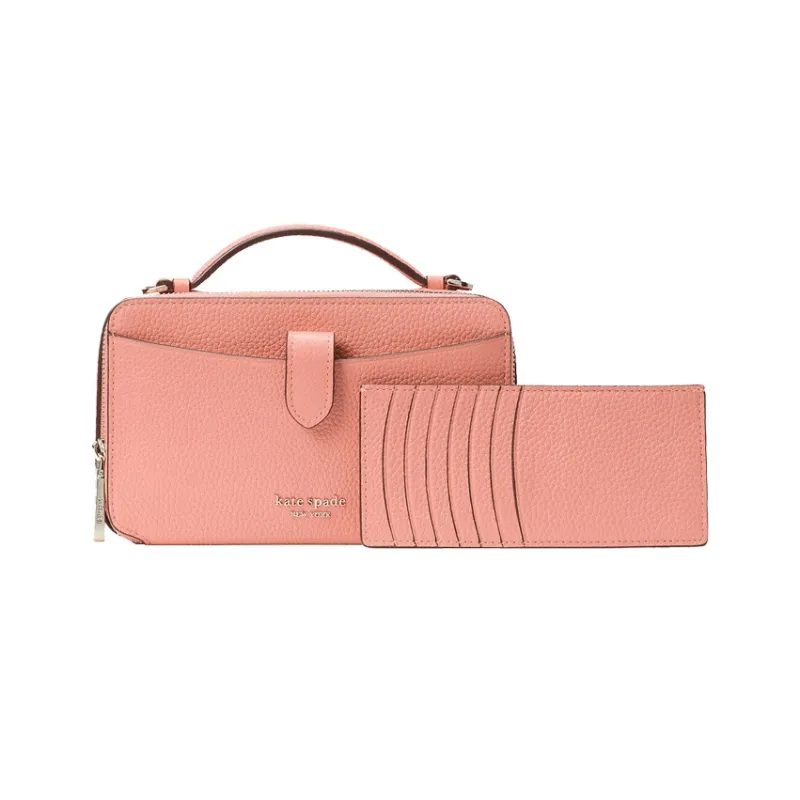 Kate Spade Hudson Litchi Grain Leather Camera Bag Handbag Shoulder Bag Crossbody Bag Small Size Women's Pink-1