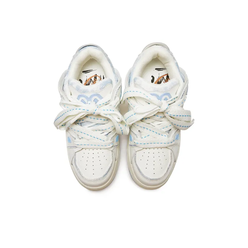 MQMS Dream Fresh Series Skateboard Shoes Unisex Low Top White Blue-3