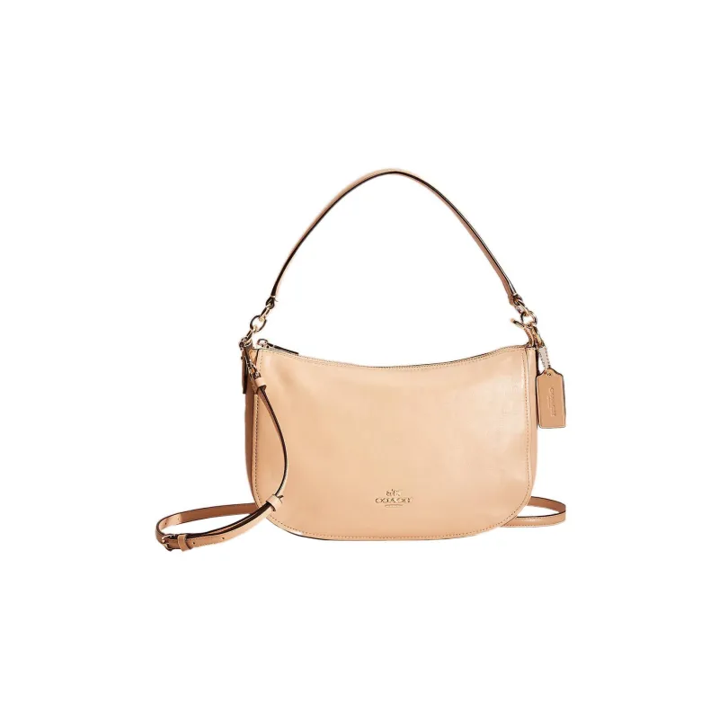 COACH Chelsea Leather Handbag Shoulder Bag Crossbody Bag Large Size Women's Light Apricot-0