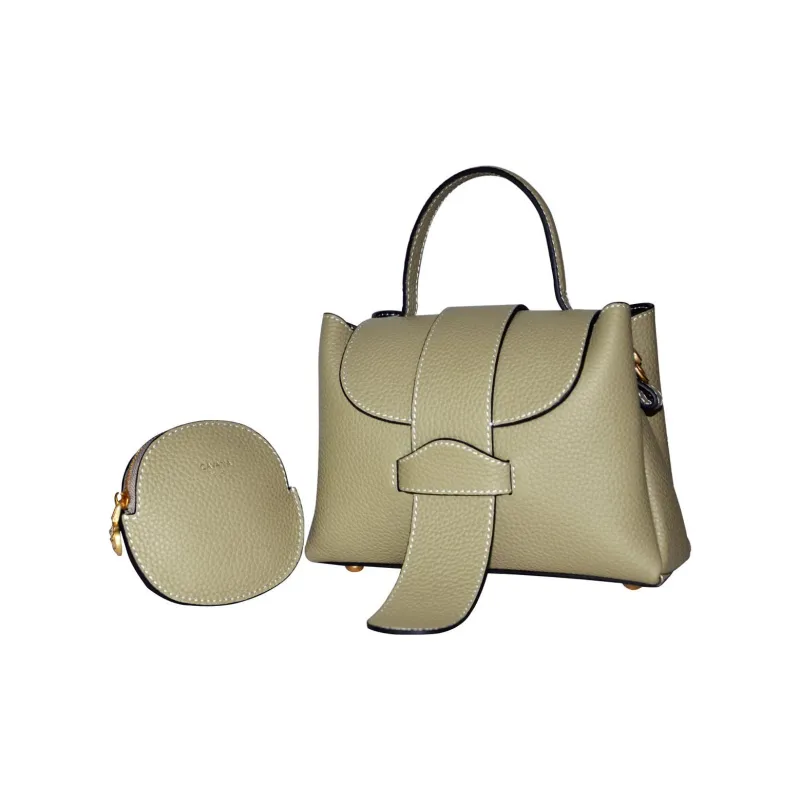 CAVANA Leather Boston Bag Shoulder Bag Crossbody Bag Handbag Extra Mini Women's Sage Green-1