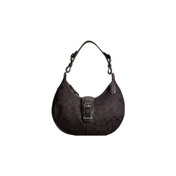 COACH Hobo Fabric Crescent Bag Handbags Shoulder Bags Large Size Women's Black Monogram