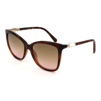 Swarovski Acetate Irregular Shape Sunglasses Women's Tortoiseshell