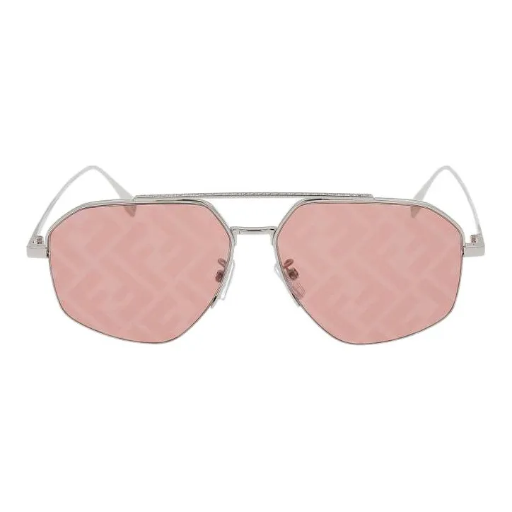 FENDI Metal Aviator Sunglasses Unisex Silver-0