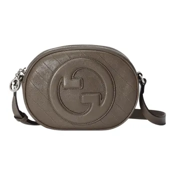 GUCCI Blondie Leather Crossbody Bag, Shoulder Bag Women's Brown Gray