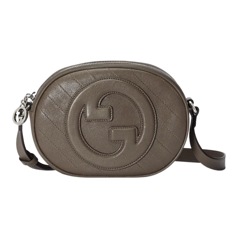 GUCCI Blondie Leather Crossbody Bag, Shoulder Bag Women's Brown Gray-0