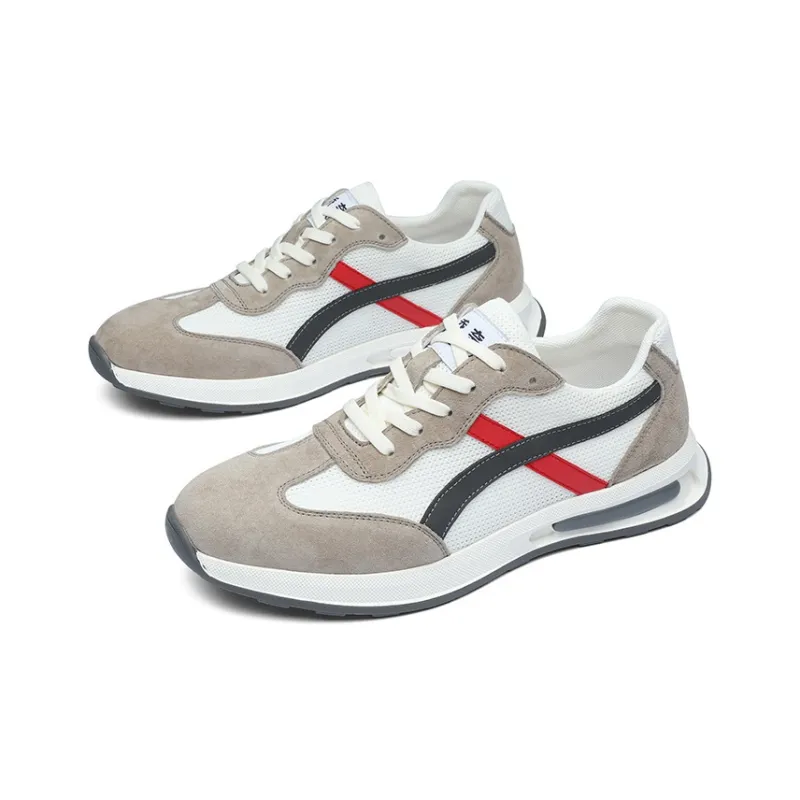 QIAONAI Casual Shoes Men Low Top White Camel/Gray-2