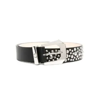 VERSACE Medusa Head Brand Logo Pin Buckle Leather Belts Women's Black