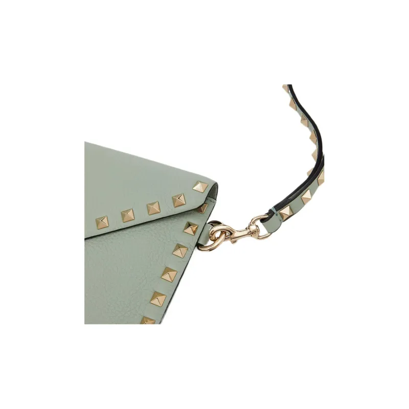 Valentino Rockstud Calfskin Wallet Clutch Regular Women's Aqua Green-5