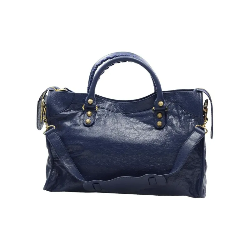 Balenciaga Sheepskin One Shoulder Handbags Women's Dark Blue-2