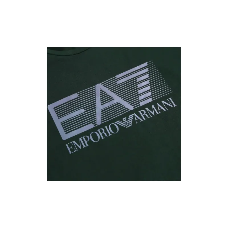 EMPORIO ARMANI EA7 Letter Print Crew Neck Pullover Long Sleeved T Shirt Men's Army Green-4