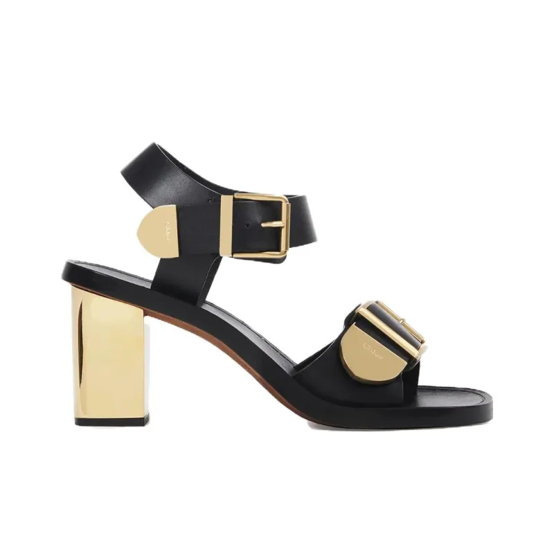 Chloe Rebecca One Strap Sandals 7.5cm Women's Black-1