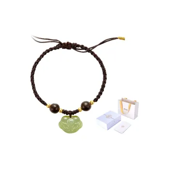 LAOMIAO Chinese Fashion Trend Auspicious Cloud Fortune Plaque Fortune Bead Solid Gold Fixed Price Gold Bracelet Women's