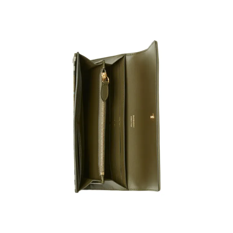 Burberry Polyurethane With Calfskin Wallet Regular Women's Olive Green-3