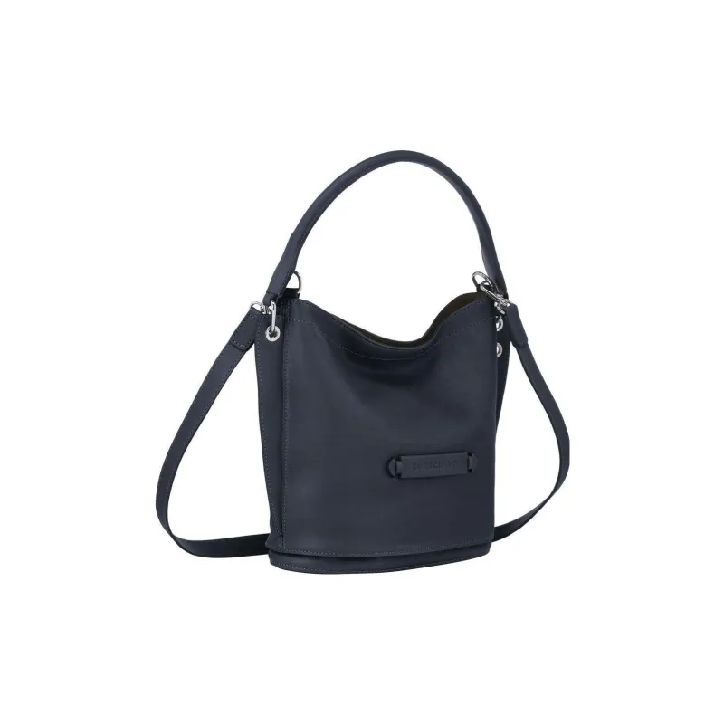 LONGCHAMP 3D Washable Cow Leather Bucket Bag Handbag Shoulder Bag Crossbody Bag Small Size Women's Black-1