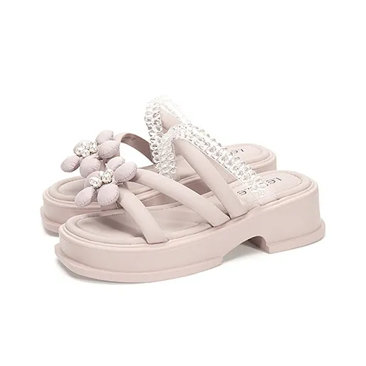 LESELE Slide Slippers Women's Beige/Pink-6