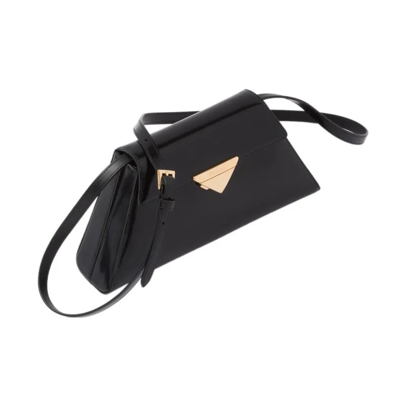 PRADA Brushed Leather One Shoulder Handbags Medium Size Women's Black-1