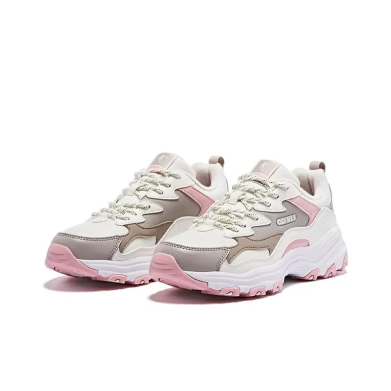 QIAODAN Shock Absorbers With Slip Resistant And Abrasion Resistant Properties Low Top Casual Shoes Women's Beige Pink-3