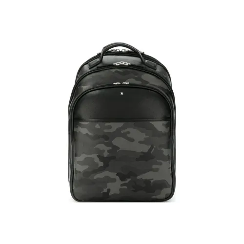 MONTBLANC Leather Backpack Men's Gray Black