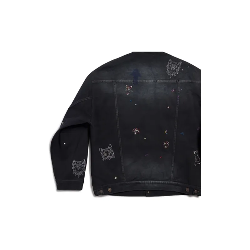 Balenciaga Denim Jackets Women's Black-4