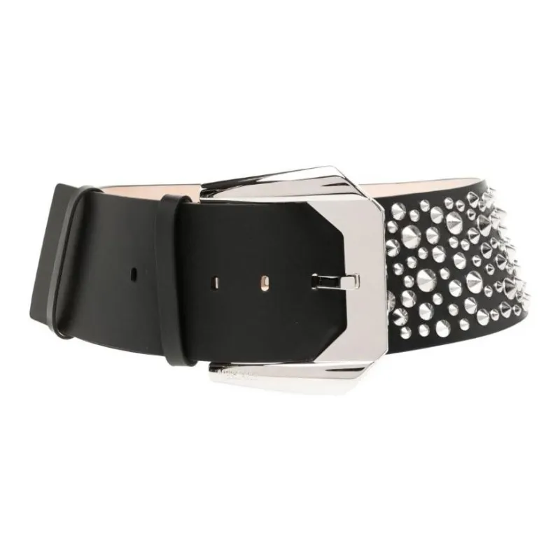 VERSACE Stud-embellished Leather Belt-0