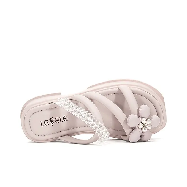 LESELE Slide Slippers Women's Beige/Pink-8