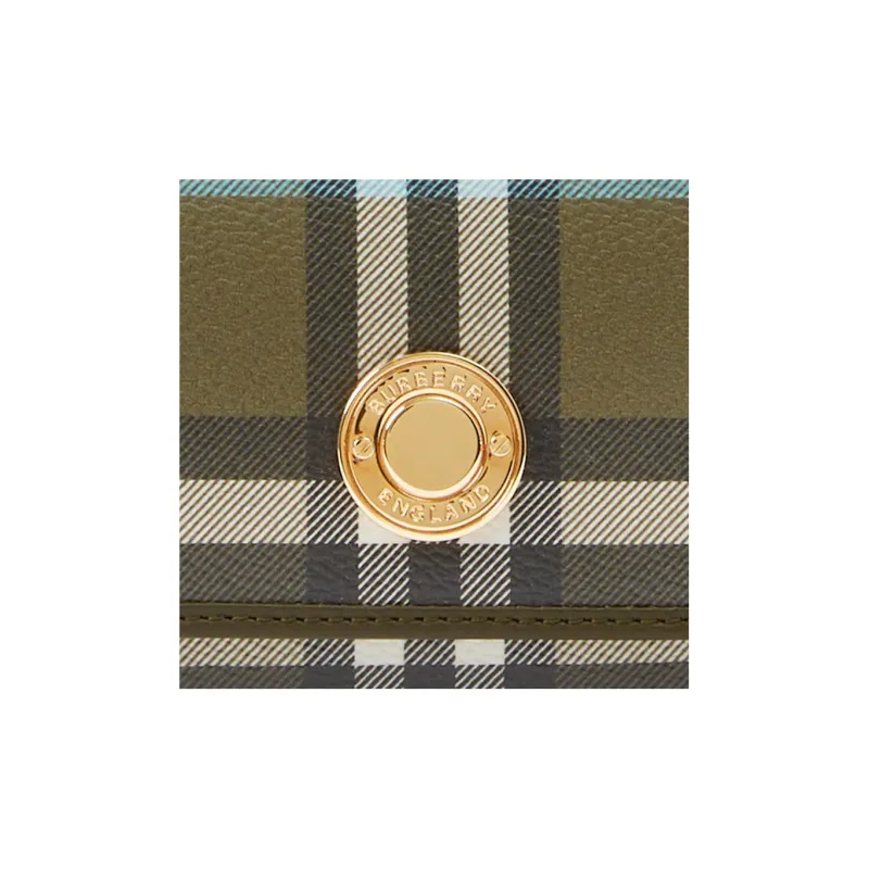 Burberry Polyester Cow Leather Wallet Small Size Women's Olive Green-4