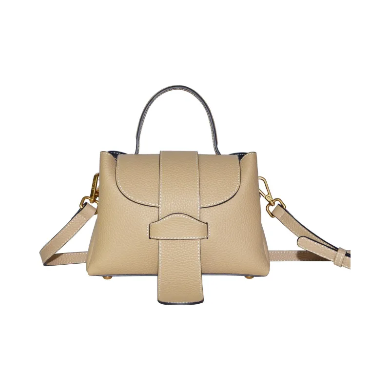 CAVANA Leather Boston Bag Shoulder Bag Crossbody Bag Handbag Extra Mini Women's Milk Tea Beige-0