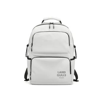 Land Gulls Nylon Fabric Laptop Backpack Medium Size Unisex White/Black