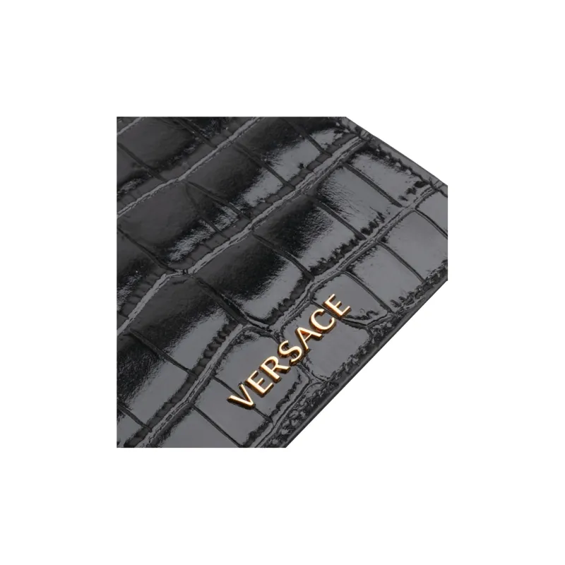 VERSACE Leather Card Holder Men's Black-3