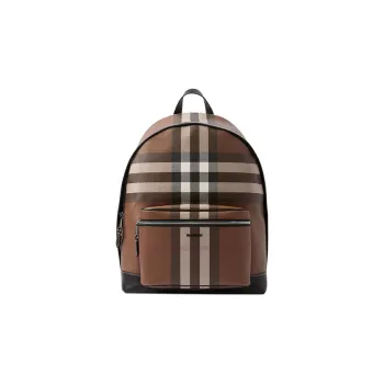Burberry Leather Decoration Backpack Men's Dark Birch Brown