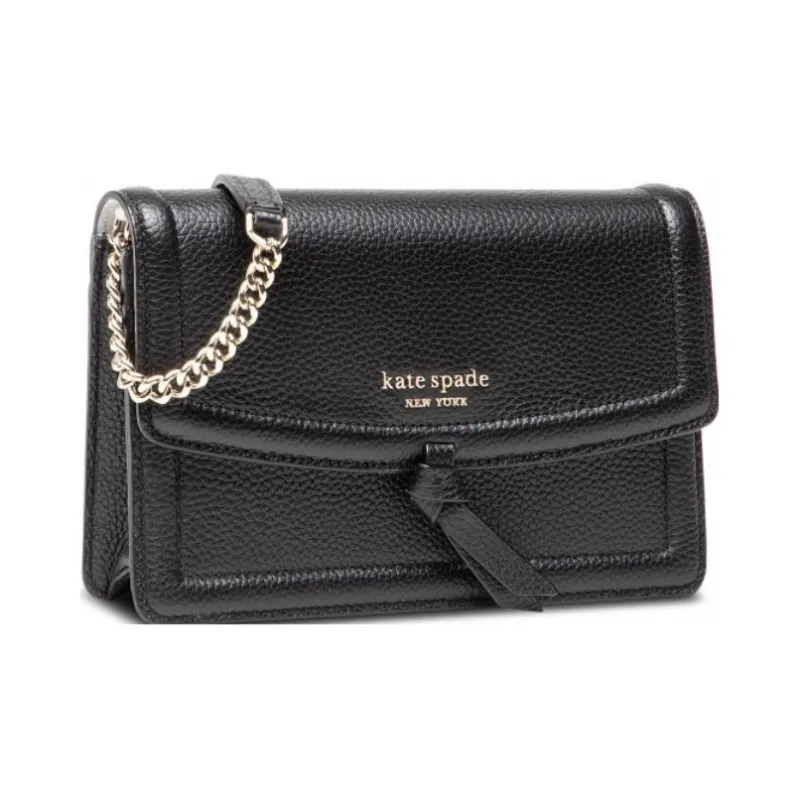 Kate Spade Knott Leather Envelope Bag, Shoulder Bag, Crossbody Bag Women's Black-1