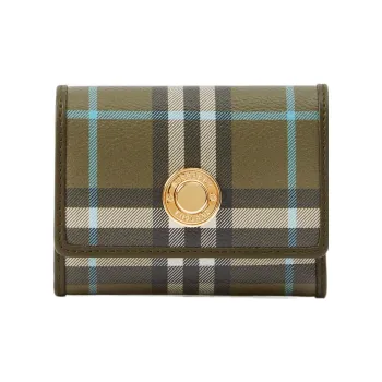 Burberry Polyester Cow Leather Wallet Small Size Women's Olive Green