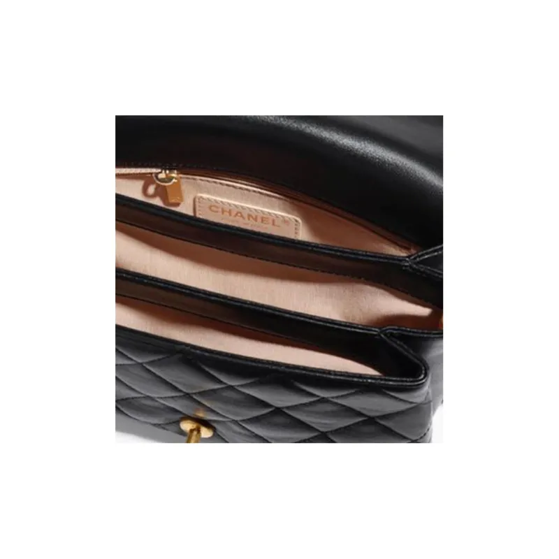 CHANEL Calfskin Crossbody Bag, Shoulder Bag Mini Women's Black-4
