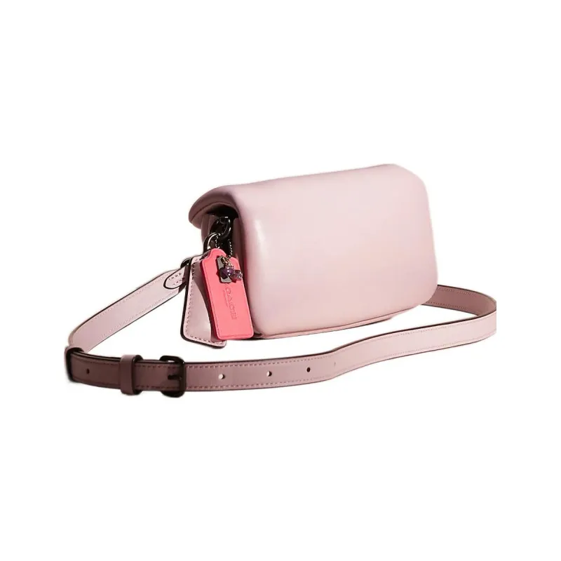 COACH Pillow Leather God Of Wine Bag, Shoulder Bag Trumpets Women's Purple With Multicolor Shoulder Strap-1