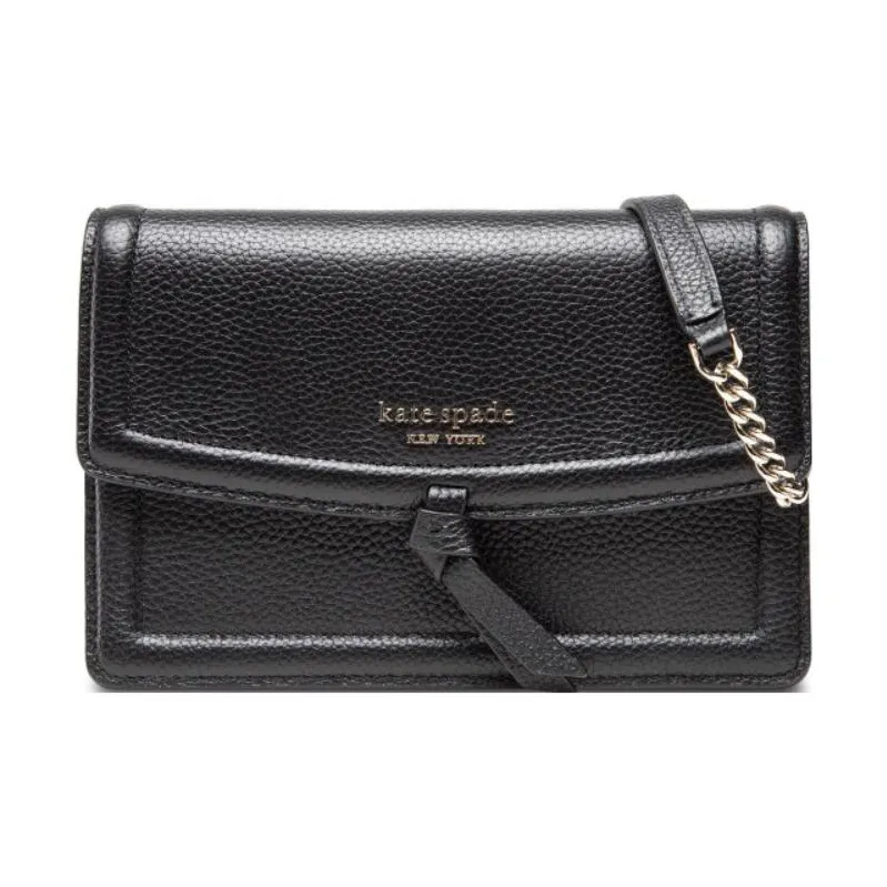 Kate Spade Knott Leather Envelope Bag, Shoulder Bag, Crossbody Bag Women's Black-0