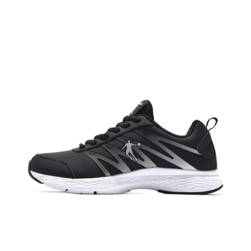 QIAODAN Cushioned Slip Resistant Abrasion Resistant Low Top Casual Running Shoes Men's Black Silver-0