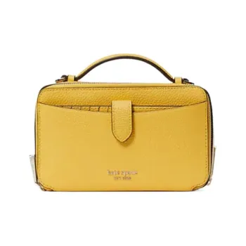 Kate Spade Hudson Litchi Grain Leather Camera Bag Handbag Shoulder Bag Crossbody Bag Small Size Women's Yellow